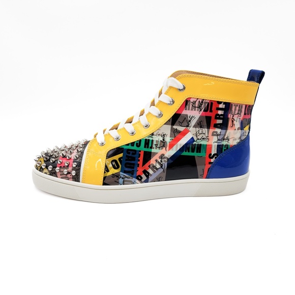 Christian Louboutin Louis Spiked Leather High-Top Sneakers Shoes EU 43.5 US 10.5 - Picture 4 of 12